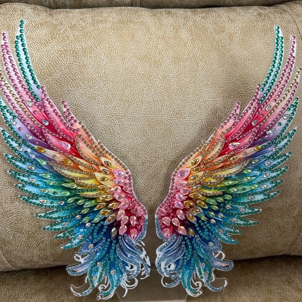 Colorful Rhinestone Angel Wings Decor I am Standing Open For You